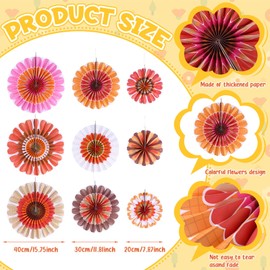 Outus 9 Pcs Flower Hanging Decorations Paper Fan Spring Summer Flower Classroom Ceiling Wall Decor Colorful Springtime Bloom Paper Fan for Wedding Birthday Themed Party Supplies (Spring Daisy)