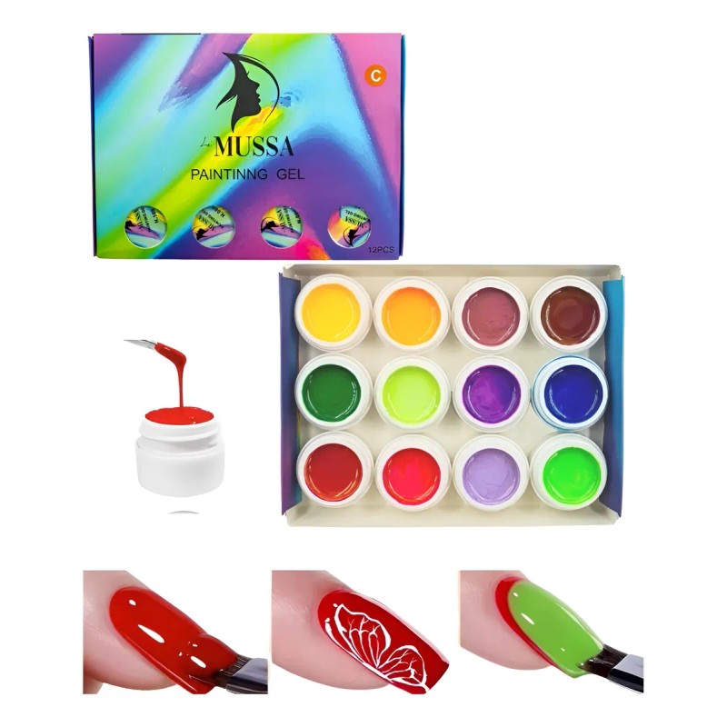 Gel Painting Para Uñas X 12 Piezas Marca Mussa. Manicure