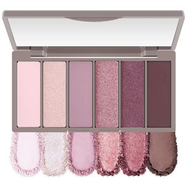 evpct 6 Color Mini Eyeshadow Palette Makeup for Natural Nude Smoky Matte Looks, Pink Violet Rose Red Pearl Purple Coffee Smoky Shimmery Glitter Shade Eye shadow palette Built in Mirror Travel Size