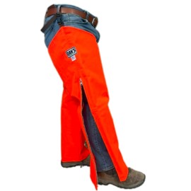 DAN'S Hunting Gear, LLC: Professional Grade Protection, Brush Buster Hi-Vis, Briar proof Work Chaps, (Orange) Made in U.S.A. (Large-28 Thigh/30 Inseam)