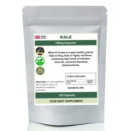Kale Capsules 750mg 100% Natural (Pure no additive or fillers) Superfood, Detox (120)