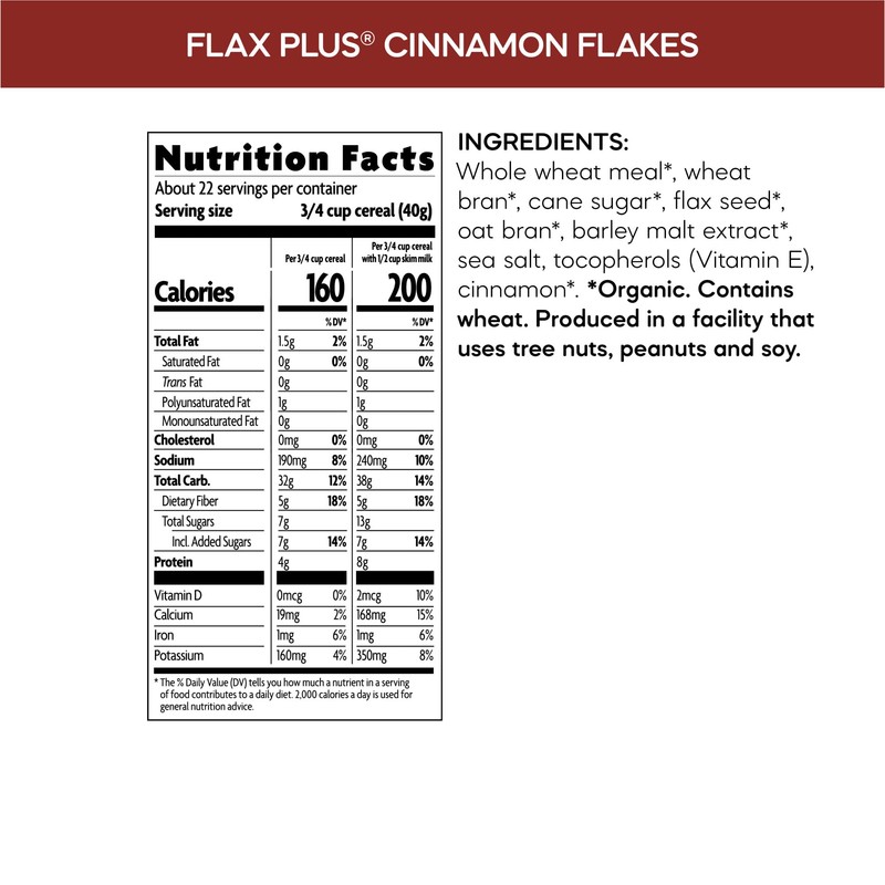 Nature's Path Organic Flax Plus Cinnamon Flakes Cereal, 32 oz