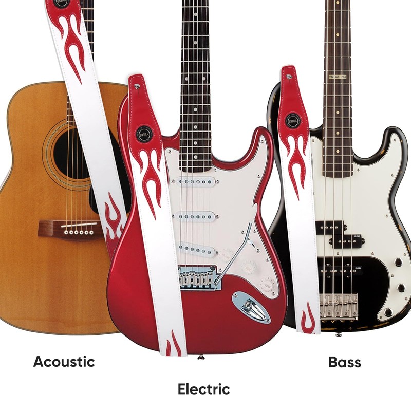 YUEKO Cool Lightning Pattern Flame Guitar Strap for Electric Guitar