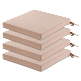 LYLNBYWK Patio Chair Cushions Set of 4, Outdoor Seat Cushions for Patio Furniture 17 x 17 Inch, Indoor Square Corner Dining Chair Pads Set with Ties and Inner Dust Cover, (Beige)