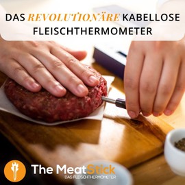 The MeatStick Mini Thermometer with App, Wireless Meat Thermometer with 10 m Range, Precise Temperature Meter up to 85 °C, Grill Thermometer with 66 mm Temperature Sensor, Dishwasher Safe