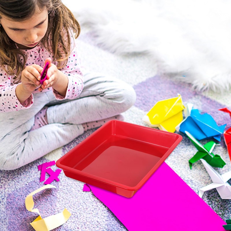 Operitacx 4pcs Plastic Trays for Classroom, Small Rectangular Organizing Art