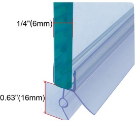 Cozylkx Frameless Shower Door Bottom Seal with Drip Rail for 1/4"(6mm) Glass, Length 27.5"/0.7m, Glass Door Sweep Stop Shower Leaking