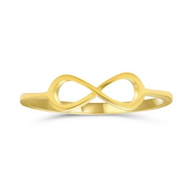Minimalist Simple Midi Knuckle Finger Stackable Love Knot Infinity Ring Thin 1MM Band For Women Teen Yellow 14K Gold Plated .925 Sterling Silver