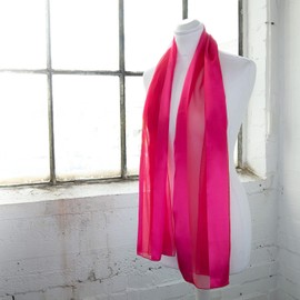 Basic Sense Shiny Satin Scarf Lightweight Silky Chiffon Solid Plain Strip Neck Scarves, Fuchsia