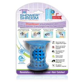ShowerShroom the Revolutionary 2" Stand-Up Shower Stall Drain Protector Hair Catcher/Strainer, Blue