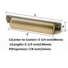 khtumeware 6 Pack 3-3/4"(96mm) Vintage Drawer Pulls Brushed Antique Brass Cabinet Bin Cup Pulls Kitchen Hardware Antique Bronze Cabinet Handles Drawer Handles Knobs.