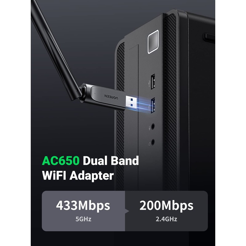 UGREEN USB 2.0 WiFi Adapter AC650 Wireless Dual Band Dongle