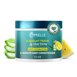 Mielle Organics Acondicionador Profundo De 2 Minutos Mielle - Acondicionador Hidratante Para Cabello Seco, Rizado Y Con Textura Con Melón Kalahari Y Aloe Vera - Tratamiento Suavizante, Desenredante Y