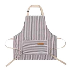 Zcbzbn Children's Apron, Adjustable Kids Chef Apron, Peplum Striped Sign with Two Pockets for Children Chef Cooking Baking Painting, gray