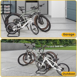 Kingarage Bike Stand for 3 Bikes, Anti-Collision Design Protects Disc Brake & Derailleur, Waterproof Bike Rack Indoor/Outdoor/Garage Use, Fits Road/Kids/MTB Bicycles with 12"-29" Tires