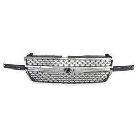 Titanium Plus Autoparts New Replacement Parts Front Chrome Black Grille Grill Compatible With 2003 2004 2005 2006 2007 Chevy Silverado GM1200546(Partslink Number)