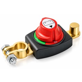 12V–48V Battery Disconnect Switch – Top Post Negative Terminal Battery Kill Switch for Car, Truck, RV & Boat