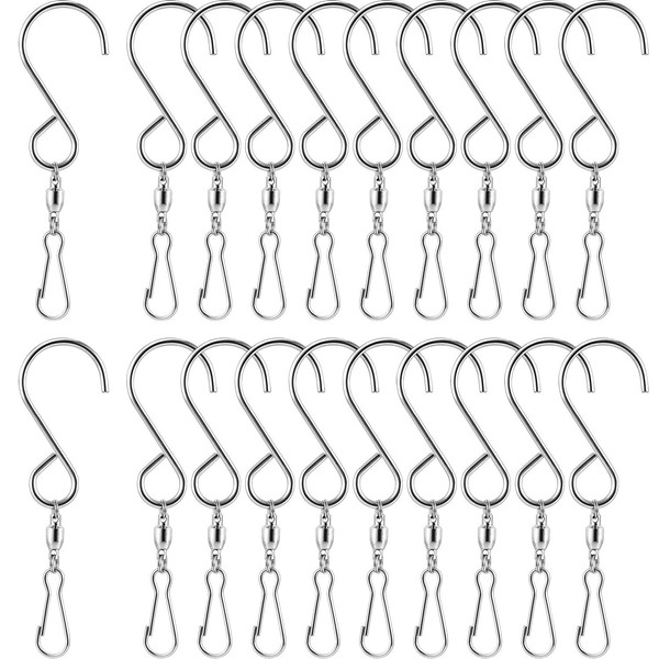 TecUnite 20 Pack Wind Spinner Swivel Hooks Clips for Hanging Wind Spinners Wind Chimes Crystal Twisters Garden Bells Party Supply