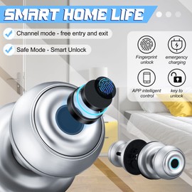 Smart Fingerprint Door Lock Keyless Entry Door Lock, Biometric Door Lock Fingerprint Door Knob with App Control for Home Hotel Office Apartment Bedroom (Silver, 2 Pcs)