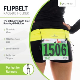 FlipBelt Race-Bib Holder, Accessory for Attaching Race Bibs and More, Black, One Size