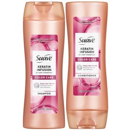 Suave Set de Champú y Acondicionador, Infusión de Queratina, Cuidado Del Color —Tratamiento Capilar Con Queratina, Desenredante y Control Del Frizz, 12.6 Oz Ea (Juego de 2 Piezas)