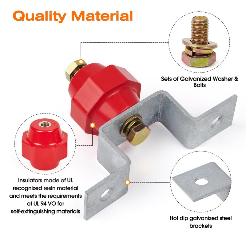 4pcs 2500V Standoff Insulators with Busbar Mounting Brackets