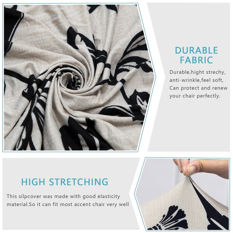 Armless Accent Slipper Chair Cover Slipcover,Stretch Spandex Printed Removable Non-Slip