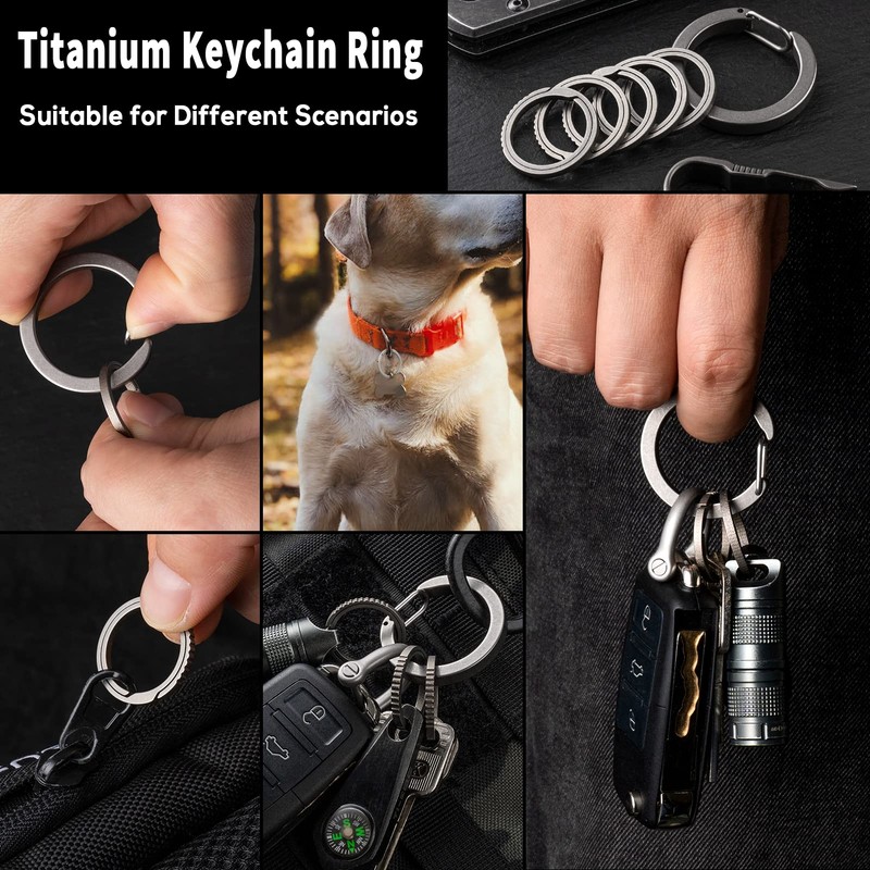 TISUR Titanium Round Carabiner Clip,Heavy Duty Key Ring Holder,Spring O