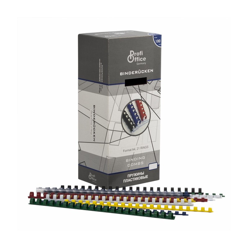 ProfiOffice® Plastic Binding Combs 21 Rings 8 mm Yellow Pack