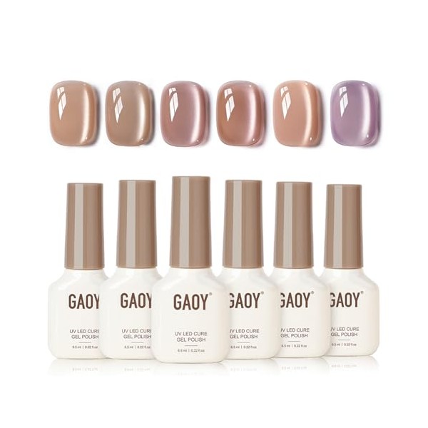 GAOY Silky Cat Eye Gel Polish Kit with Magnet, 6