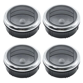 VIKKSAER 4Pcs Black ABS AC Air Vent Outlet Knob, Round AC Air Outlet Vent Louvered Dashboard Electroplate Knob, Replacement for RV Bus Boat Yacht Caravan 87mm 75mm