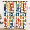 Colorful Abstract Curtains Geometric Circle, Mid Century Modern, 42x84in