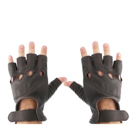 Zerimar Leather gloves, fingerless leather gloves, men's leather gloves, driving gloves, leather gloves, men's motorists, Brown 1