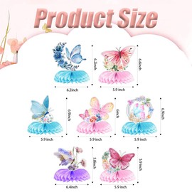 VBNZBK 7 Pcs Butterfly Honeycomb Centerpieces, Watercolor Pink Purple Butterfly Centerpieces for Butterfly Themed Birthday Party Reunion Table Decorations, Baby Shower Decorations for Girls