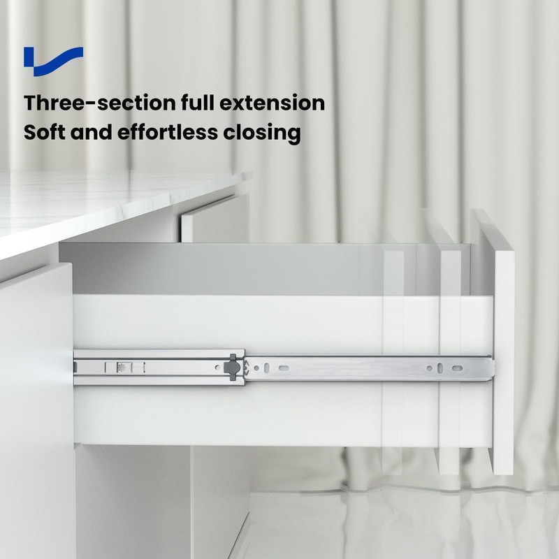 LONTAN 5 Pairs Push to Open Soft Close Drawer Slides