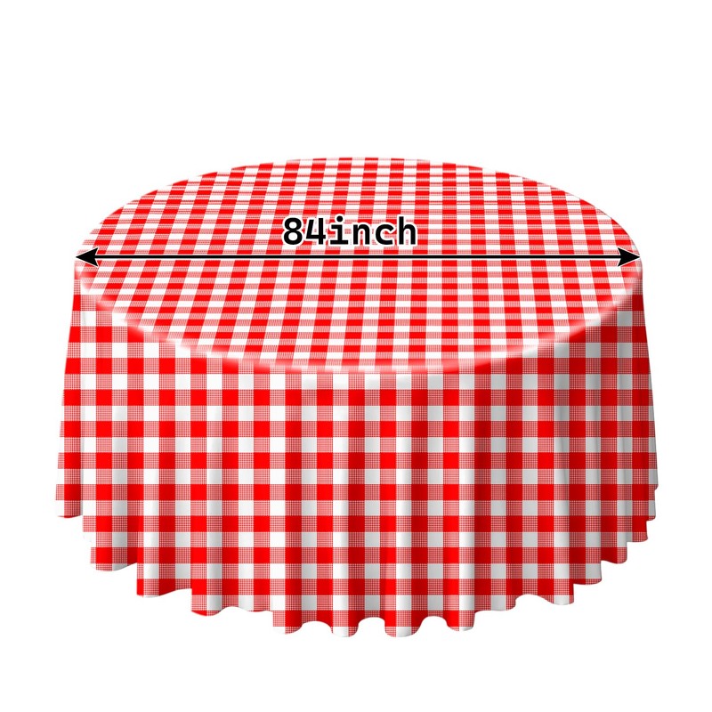 SietDESEO 2 Pack Red Gingham Tablecloth Round 84 x 84