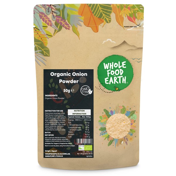 Whole Food Earth® - Organic Onion Powder 50 g | GMO Free | Certified Organic