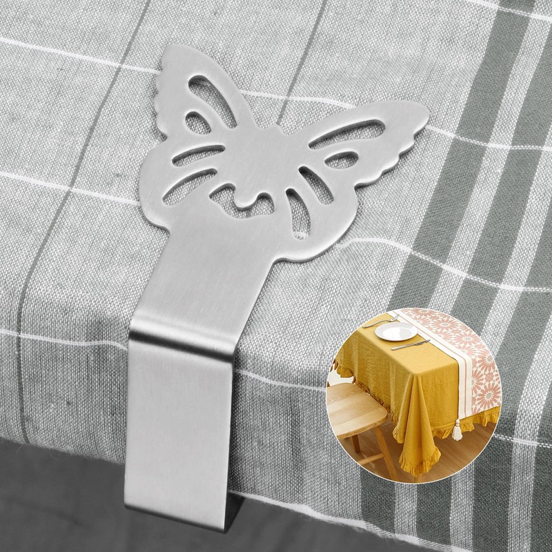 Pack of 10 Stainless Steel Butterfly Tablecloth Clips Silver Tablecloth