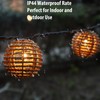 Decorative Outdoor Patio String Lights, Seagrass Rattan Wire Ball Style
