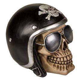 MIK funshopping Skull Money Box with Black Motorcycle Helmet
