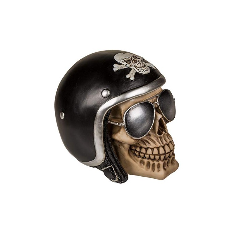 MIK funshopping Skull Money Box with Black Motorcycle Helmet