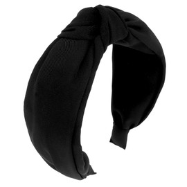 YISSION Black Knotted Headband Wide Head Bands Top Knot Headbands for Women Non Slip Hairband Fashion Hair Accessories for Women