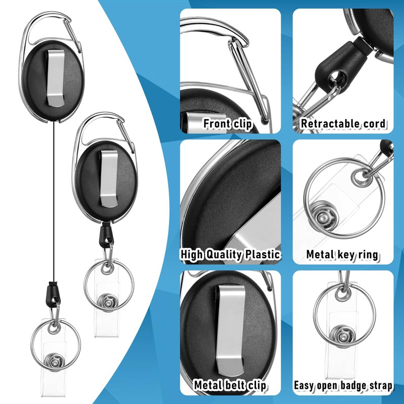 50 Pcs Heavy Duty Retractable Badge Reels, Badge Holder Clips