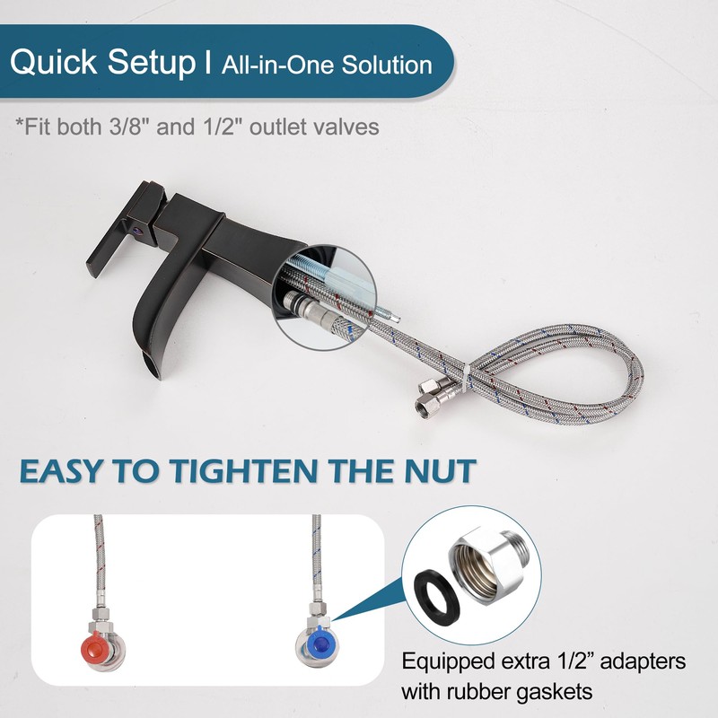 HOIGY 30 Inch Faucet Supply Lines, Bathroom Kitchen Water Supply