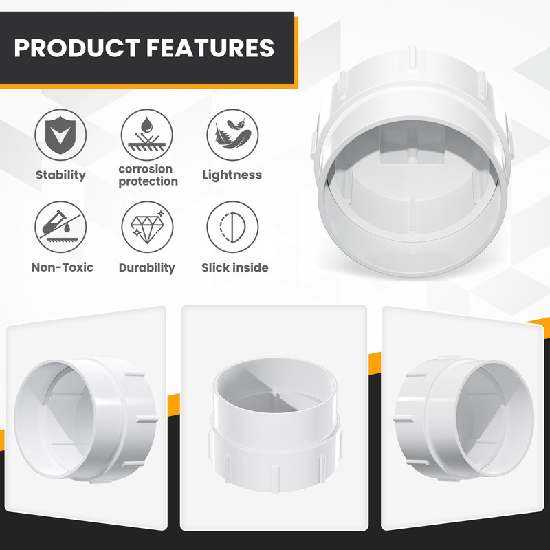 4" PVC Sewer Cleanout Adapter with Plug Pipe Fitting, PVC