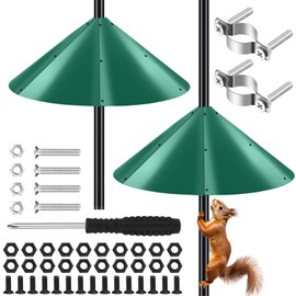 Qualirey 2 Pack 24 Inch Large Squirrel Baffle for Bird Feeder Pole, Outside Mount Bird House Guard for Outdoor Shepherd's Hook (Green,Pole)