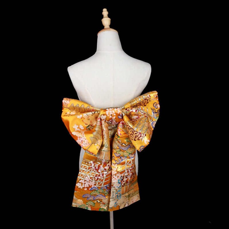 CAMDOM Womens Japanese Kimono Obi Belt Pre Tied Bow Jacquard