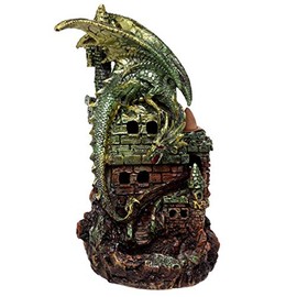 Puckator Dragon Castle LED Backflow Incense Burner - Home Zen Meditation Decor Accessories - Incense Waterfall Cone Burner - Spiritual Feng Shui Gothic Goth Relaxation Gifts Gift - Desk Ornaments