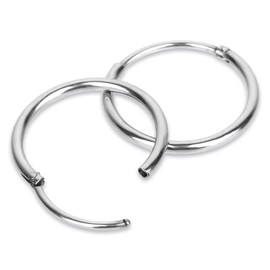 Tucnoeu 1 Pair of Men's Earrings Surgical Steel Hoop Earrings Stainless Steel Women's Silver 8 mm - 12 mm, Stainless Steel, No Gemstone