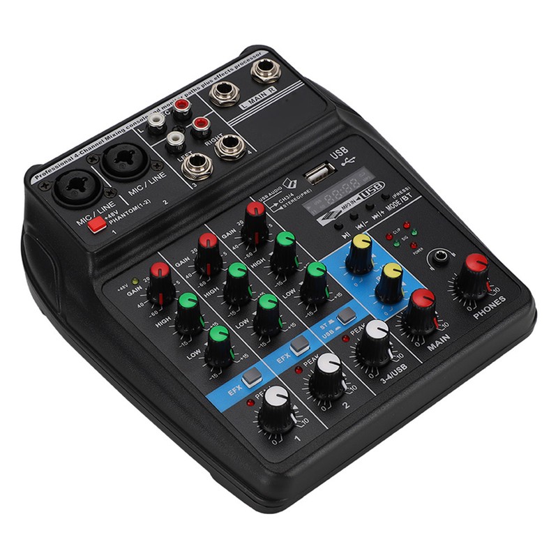 Mini USB Bluetooth Sound Card 4-channel Mixer for Household Stage